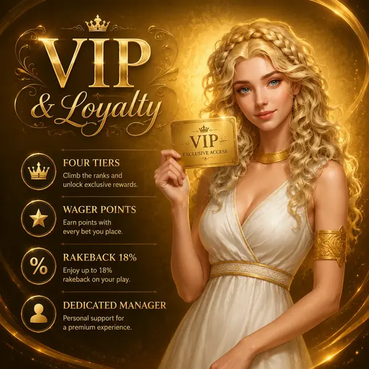 Κομψός VIP παίκτης επιδεικνύει χρυσή κάρτα μέλους στην είσοδο προγράμματος πιστότητας Sava Spin